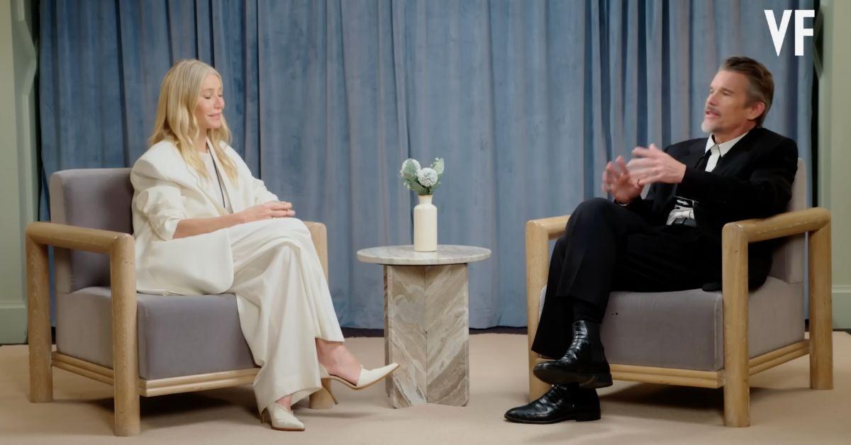 Image of Ethan Hawke and Gwyneth Paltrow recently reunited for an interview together.