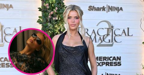 Image of Brooks Nader wowed in a sheer black lace dress.