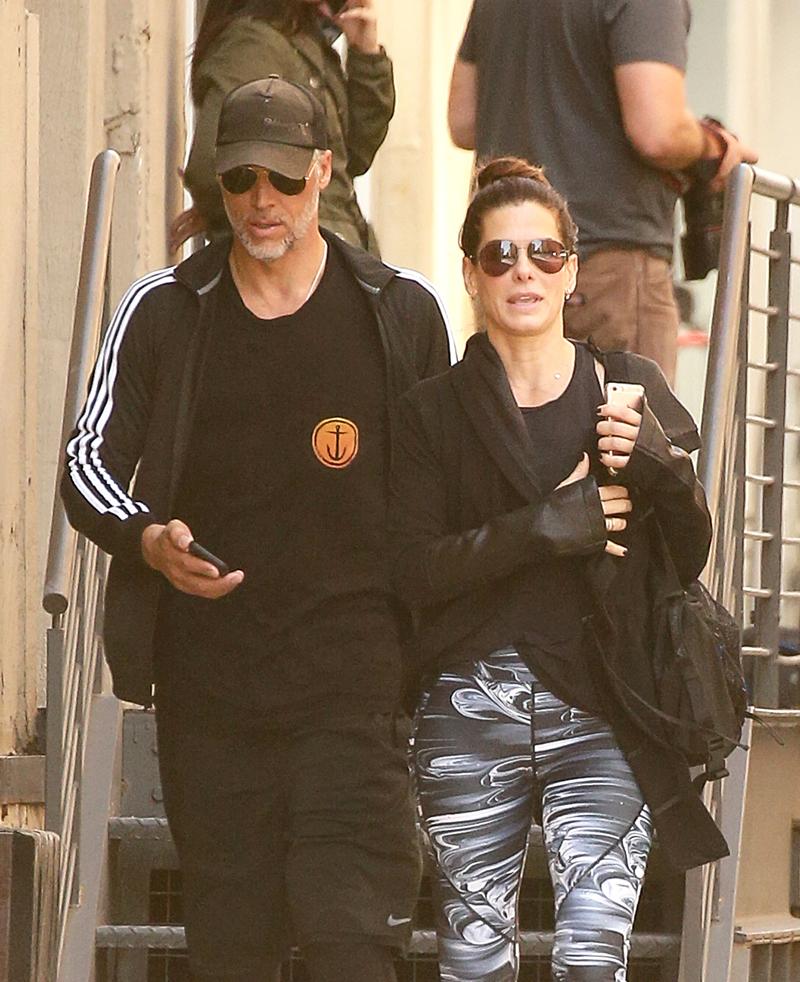 EXCLUSIVE: Sandra Bullock and Bryan Randall are spotted leaving the gym in New York City