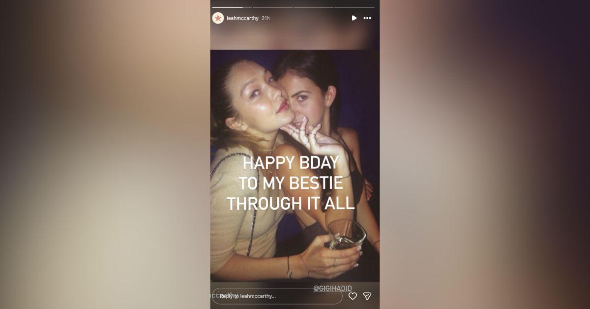 image of The supermodel was joined by longtime best friend Leah McCarthy in the picture. 