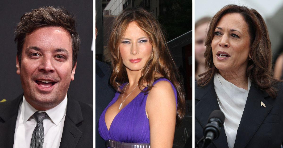 Composite photo of Jimmy Fallon, Melania Trump and Kamala Harris