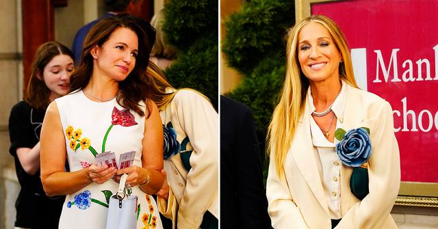 and just like that filming sarah jessica parker kristin davis cynthia nixon