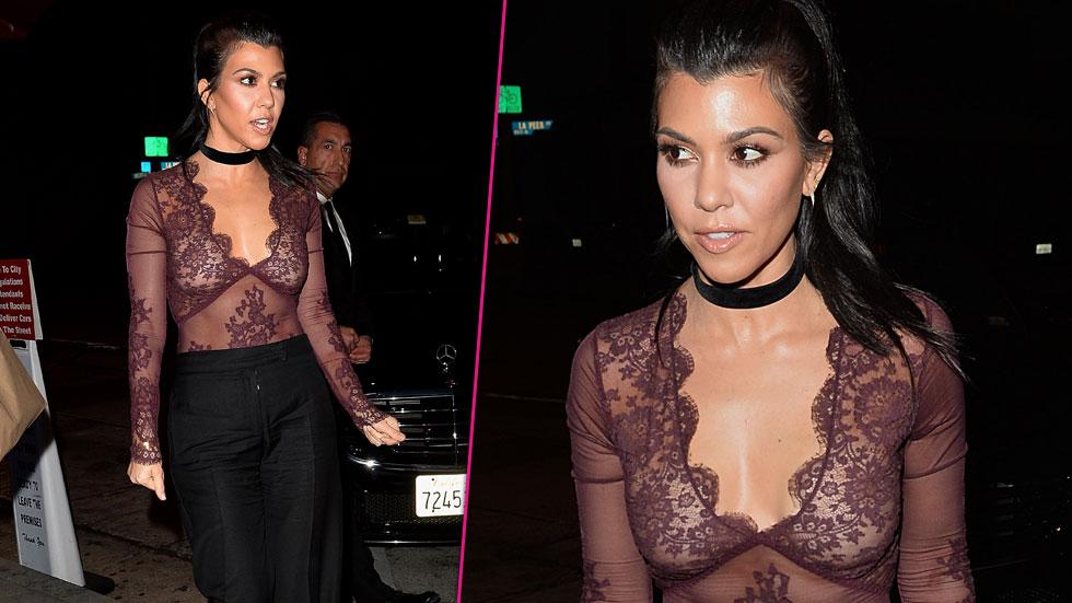 kourtney kardashian wearing sheer see through top