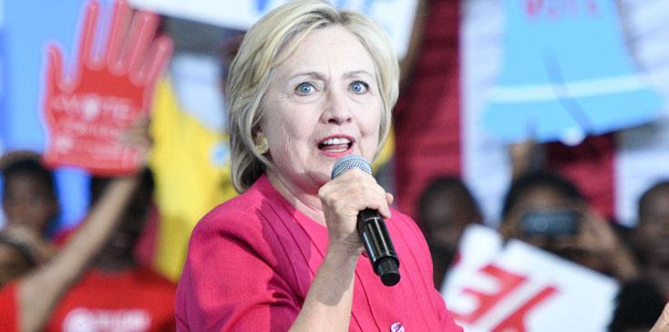 Hillary Clinton speaks at a volunteer rally in Philadelphia