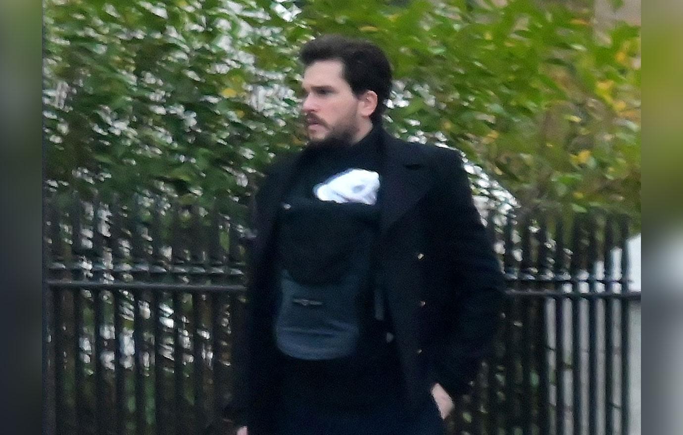 kit harington out with baby and dog