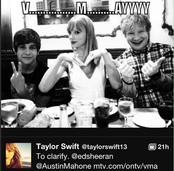 VMA Austin Mahone Taylor Swift Ed Sheerhan