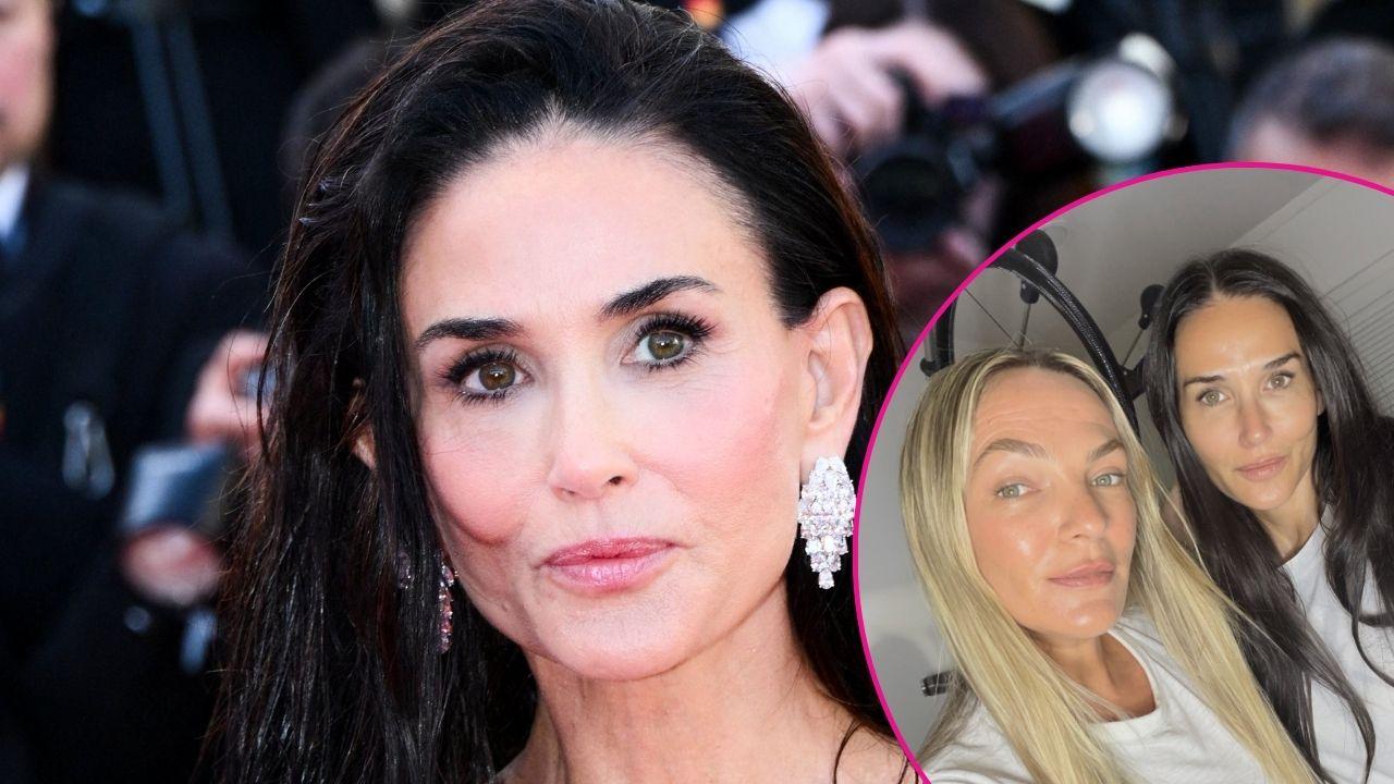 Split of Demi Moore; Demi Moore and Keren Bartov.