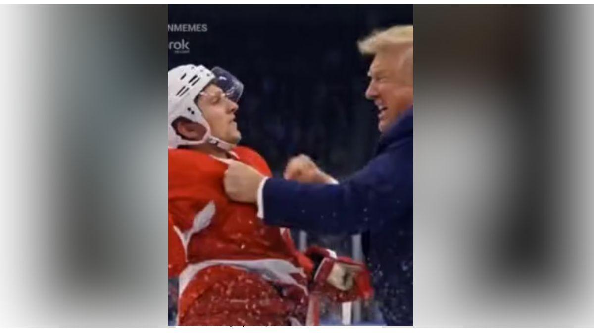 Image of White House media adviser Kari Lake enthusiastically shared an AI video of her boss body checking Canadian hockey players.