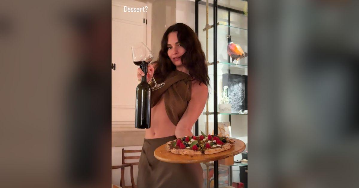 Image of Lily James stunned in a two-piece set.
