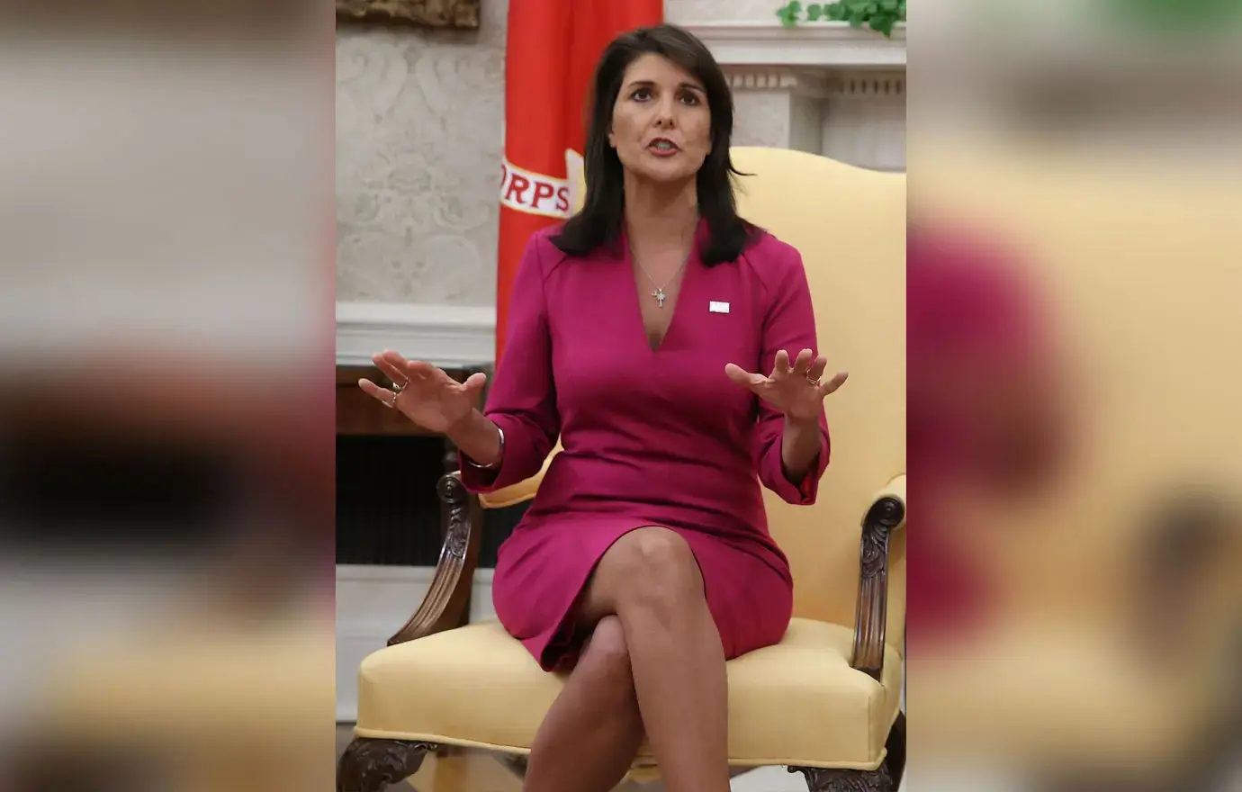 Nikki Haley Hits Back At Critics For Outfit At Daughters Wedding photo image