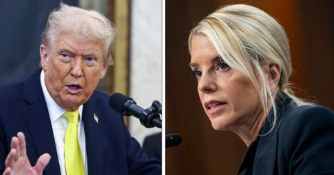 split of Donald Trump and Pam Bondi.