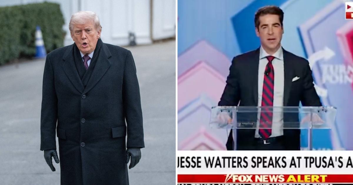 Split photo of Donald Trump and Jesse Watters