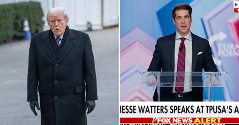 Split photo of Donald Trump and Jesse Watters