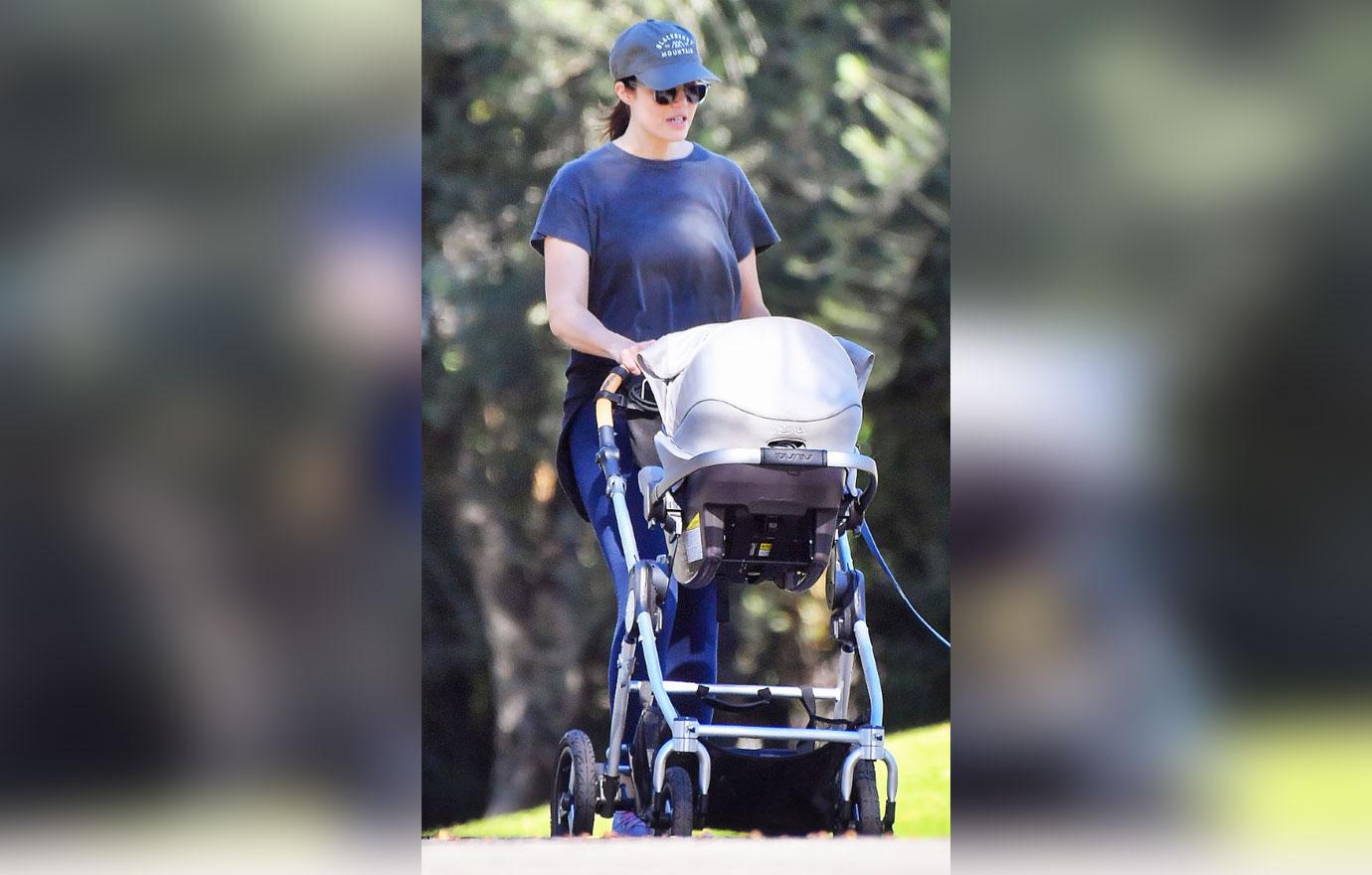 mandy moore strolls son gus walking dog la photos