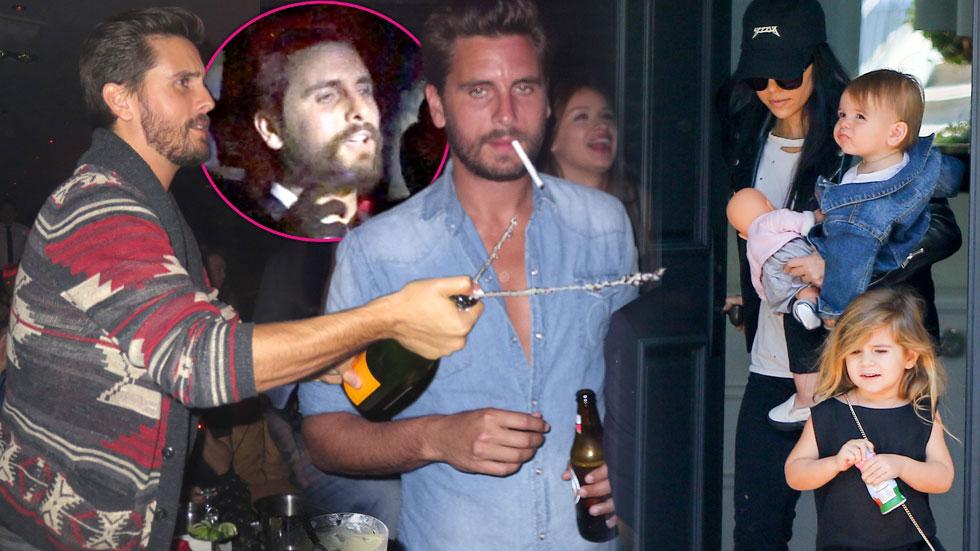 kourtney kardashian babysitting kids scott disick partying dad