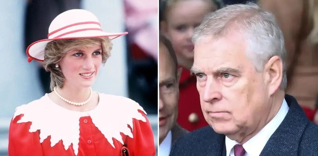 Split photo of Princess Diana and Andrew Mountbatten-WIndsor