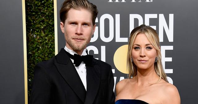 Kaley Cuoco and husband at the Golden Globes
