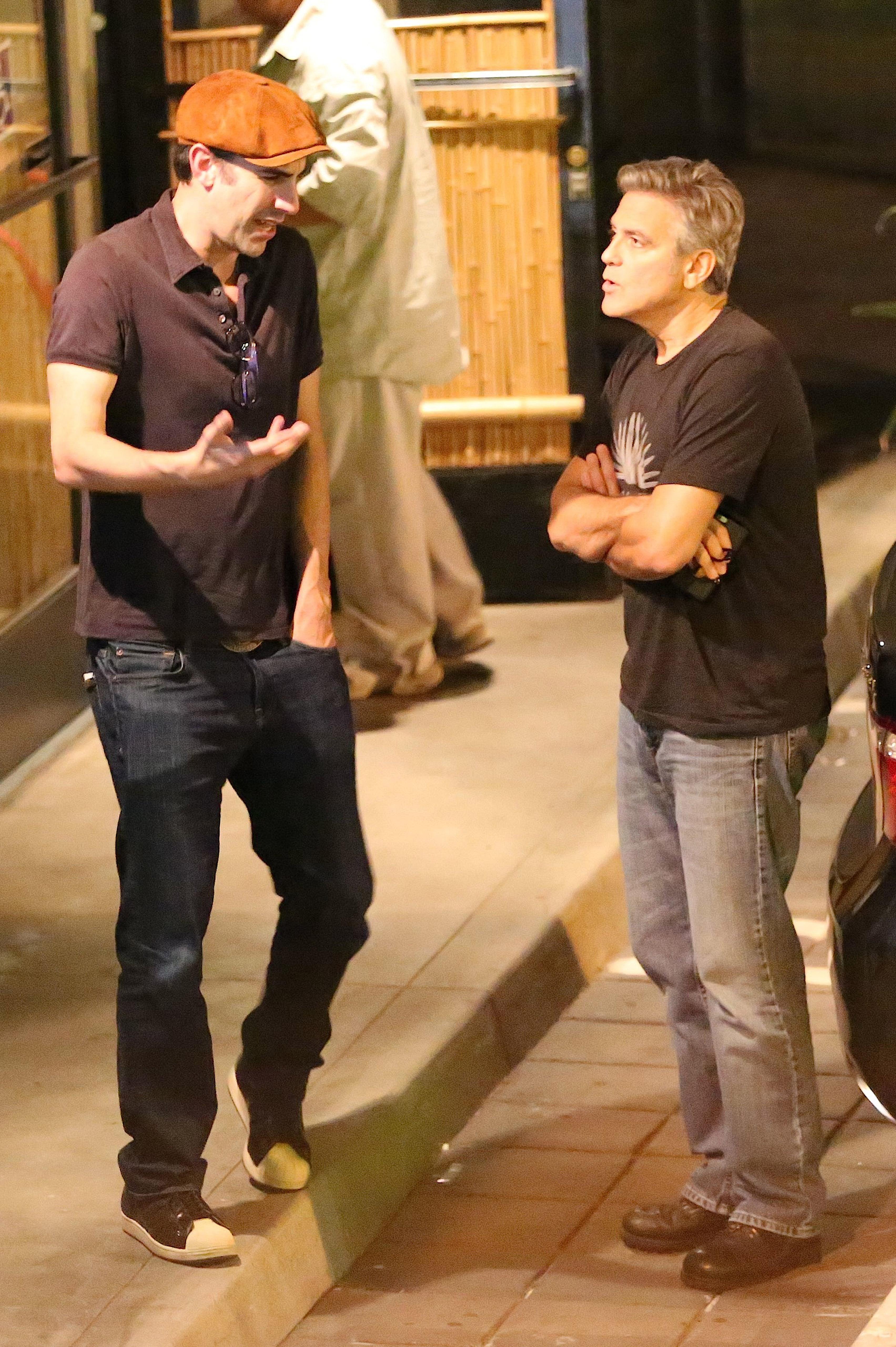 *EXCLUSIVE* George Clooney and Sacha Baron Cohen enjoy a sushi dinner