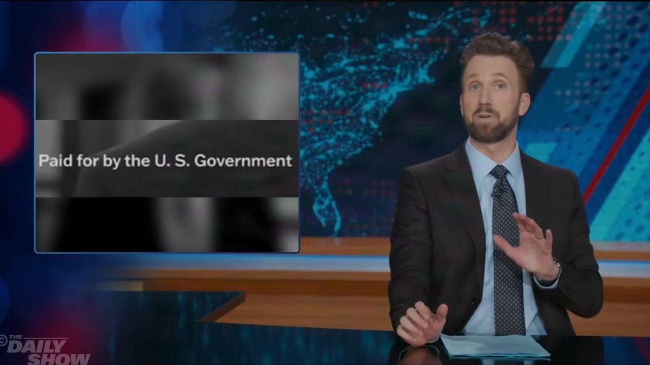 image of Jordan Klepper challenged the White House defense of the government-funded commercials.