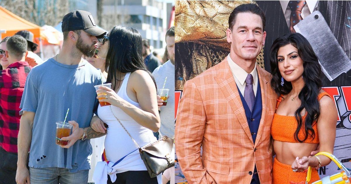 Composite photos Of John Cena And Nikki Garcia With Their Significant Others