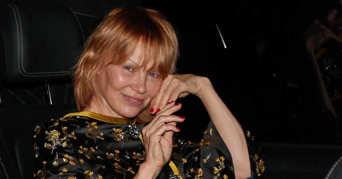 Image of Pamela Anderson dyed her hair red.
