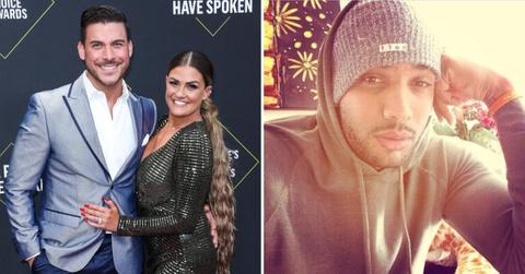 A photo of Jax Taylor with Brittany Cartwright and an image of Julian Sensley.