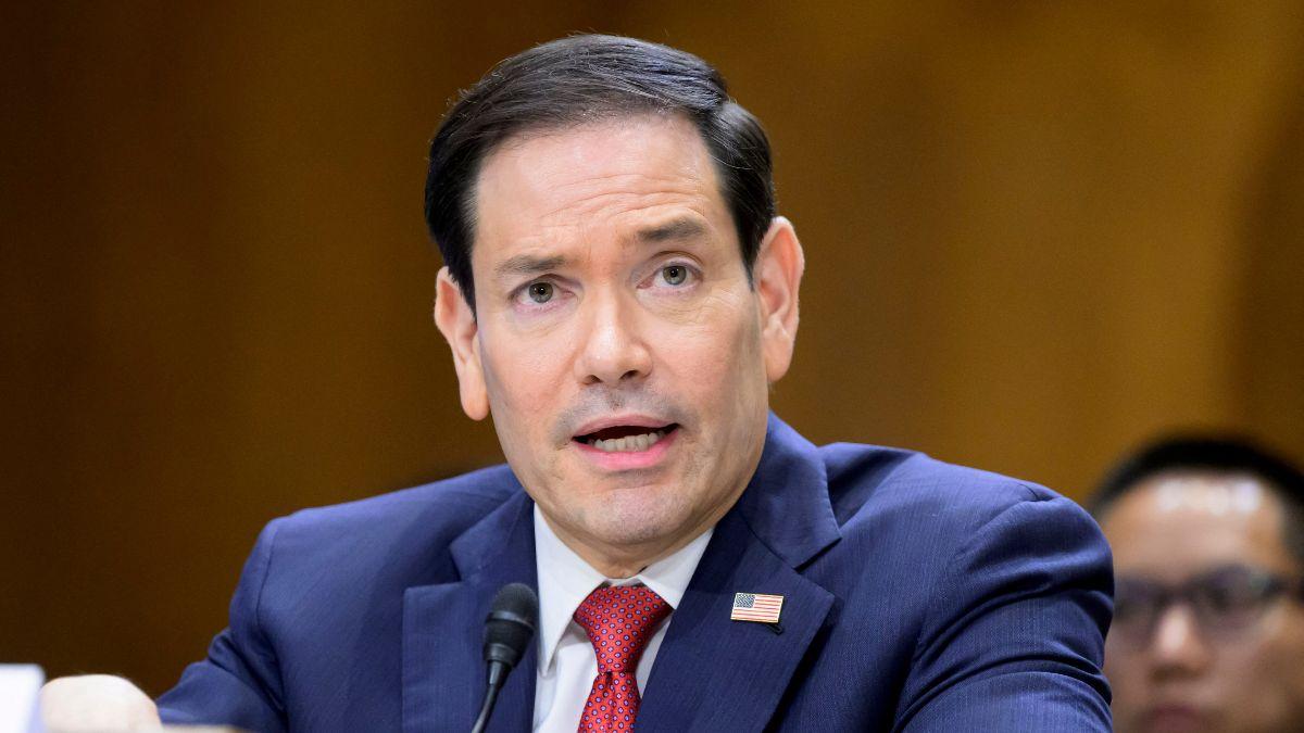 Image of Marco Rubio joined the satire through repurposed press conference footage.