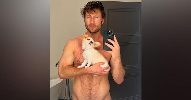 glen powell thirst trap dog selfie