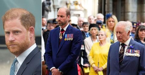Composite photo of Prince Harry, Prince William and King Charles III