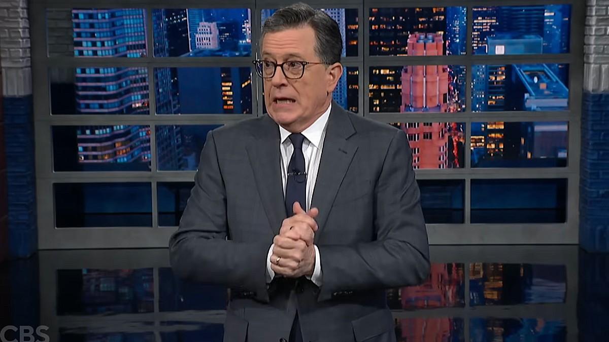 image of Stephen Colbert often speaks out about Donald Trump.