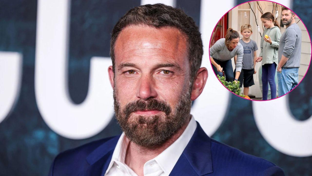 Image of Ben Affleck and (inset) with Jennifer Garner two and of their children.