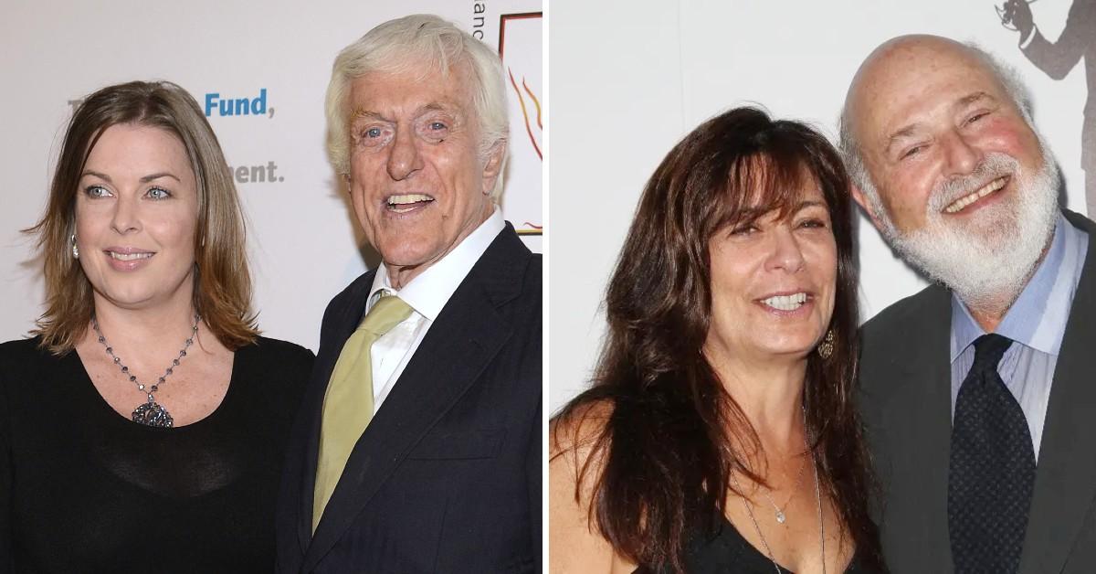 Split photo of Dick Van Dyke and Arlene Silver (left) and Rob and Michele Reiner (right)