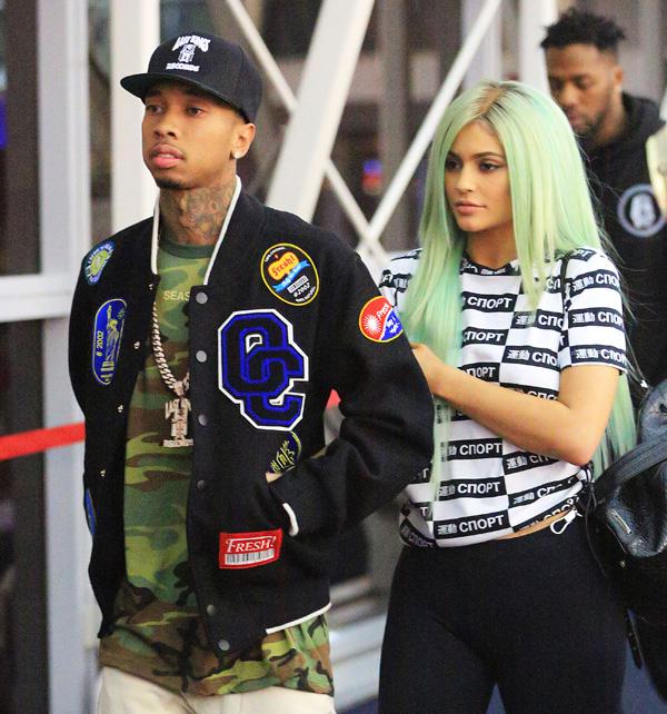 EXCLUSIVE: Kylie Jenner and Tyga walk together when departing NYC via JFK Airport