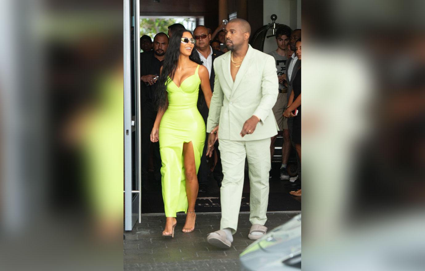 KIm Kardashian Neon Dress Kanye West Recalls Falling In Love