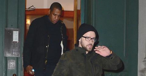 Jay Z and Justin Timberlake coming out of Taylor Swift’s home in NYC