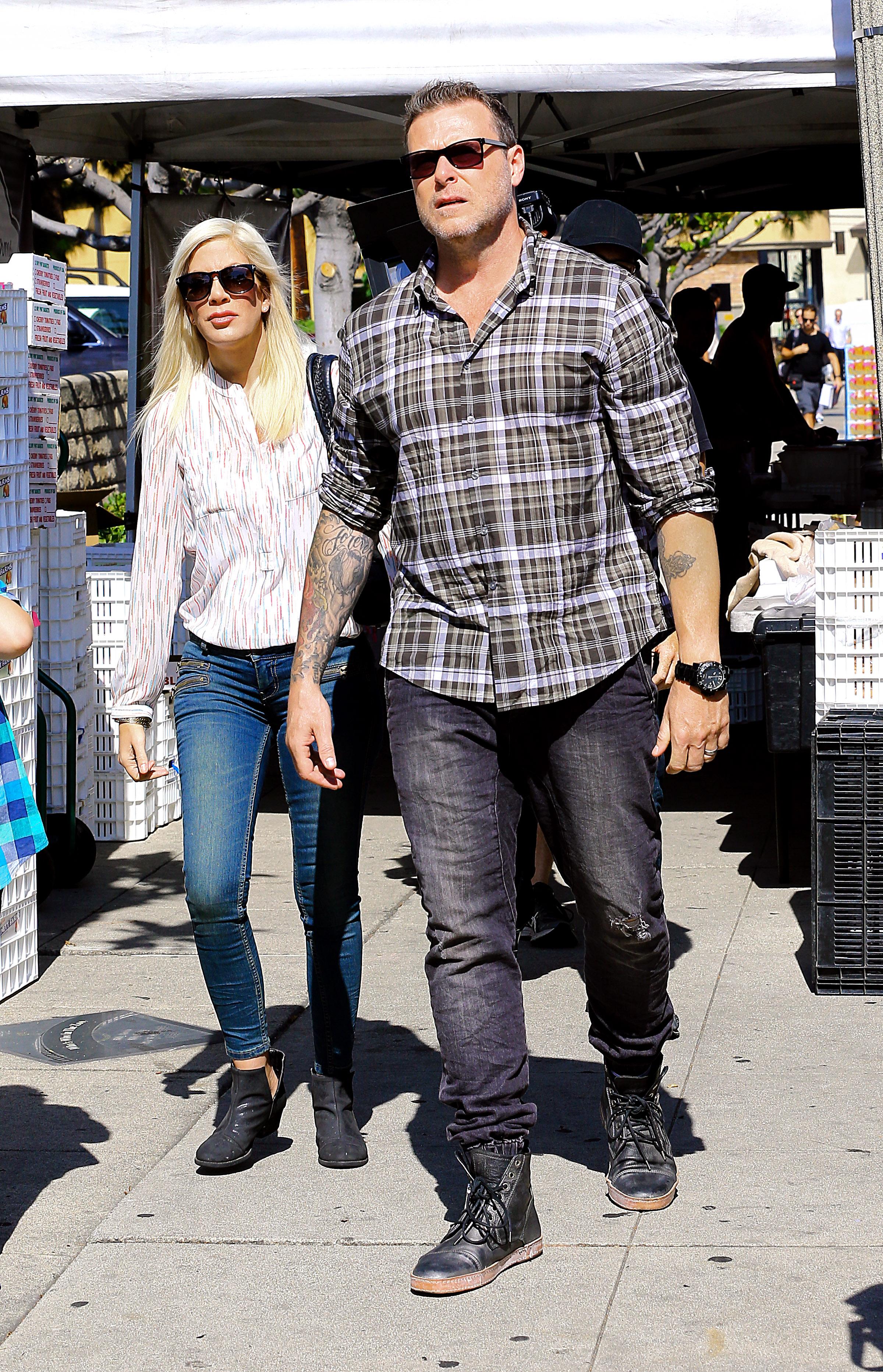 Tori Spelling and Dean McDermott and kids visit the Farmer&#8217;s Market in Studio City, CA. **ORIGINAL DATE TAKEN 08/23/15**