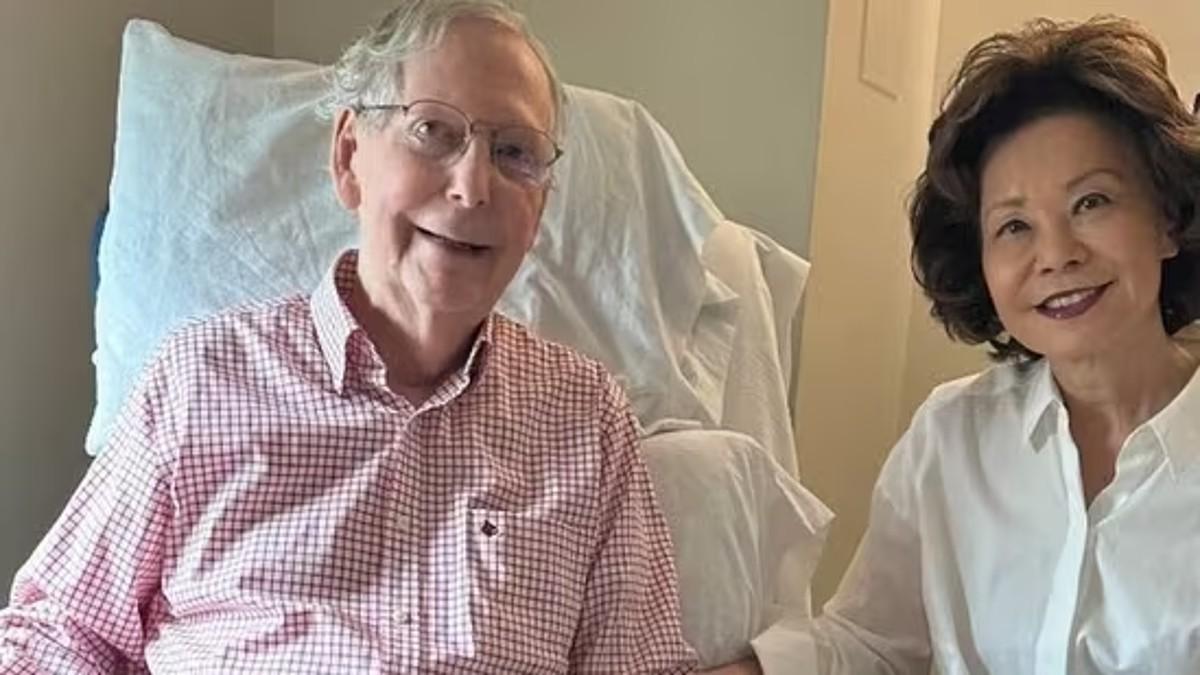 Image of The Office of Mitch McConnell shared a photo of the senator in the hospital alongside his wife.