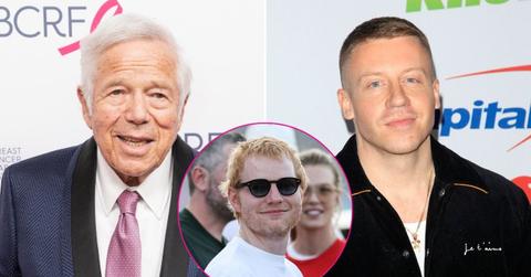 Composite photo of Robert Kraft, Ed Sheeran and Macklemore.