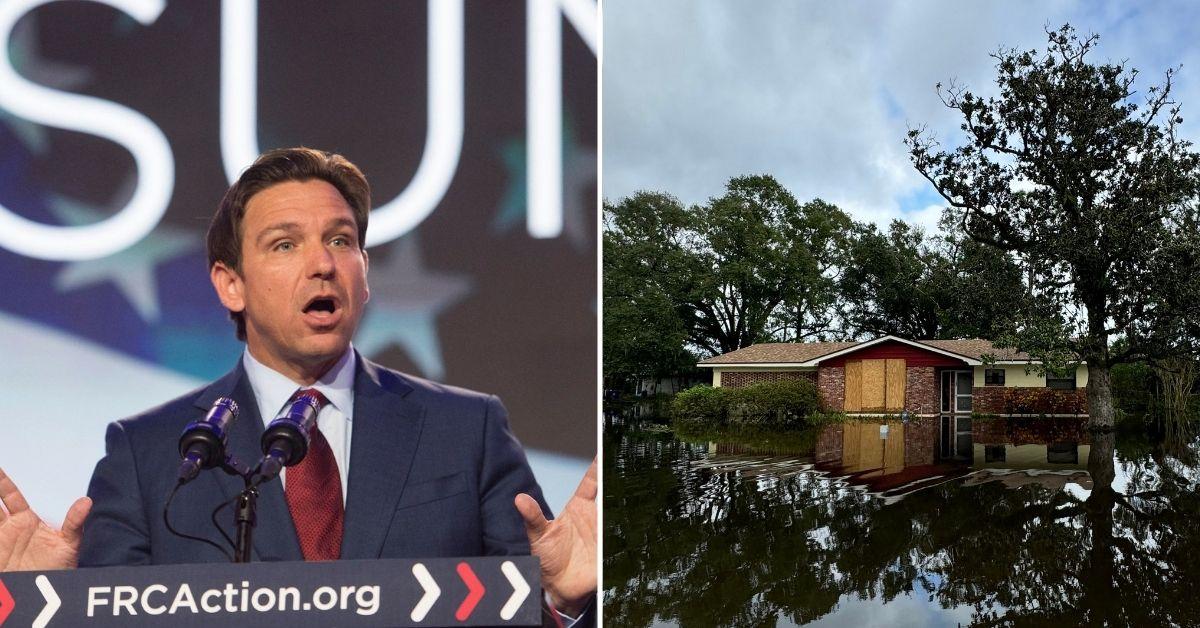 ron desantis accused hurricane staging