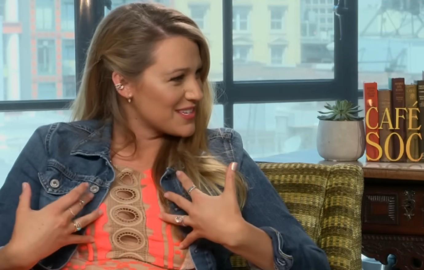 blake lively interviewer infertile awkward baby bump face like bullet