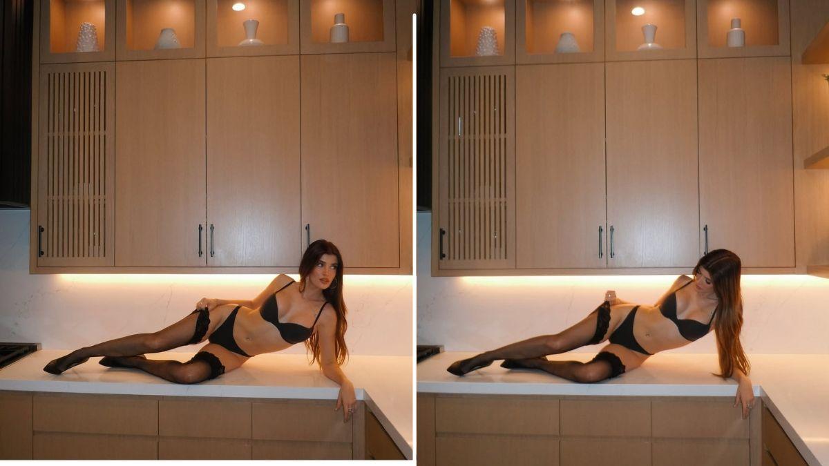 image of Sami Sheen stunned in black lingerie.