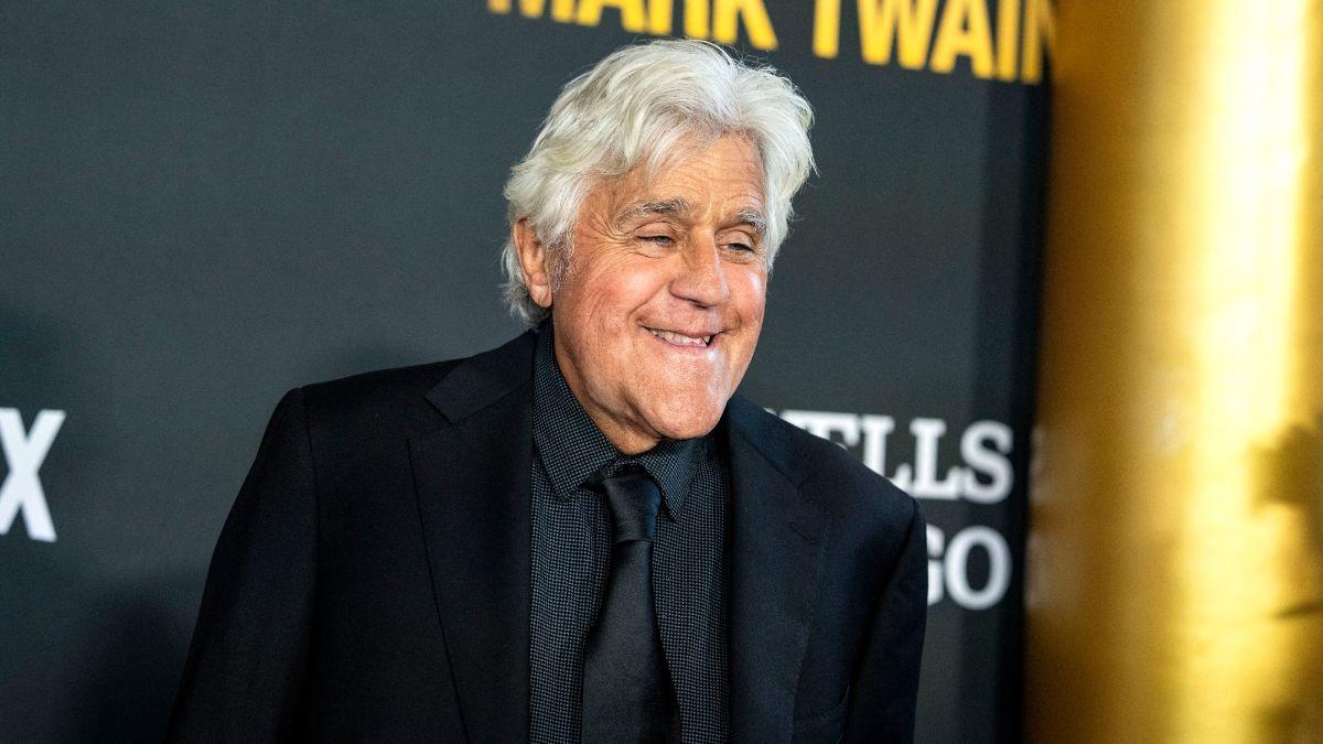 Image of Jay Leno also mocked the unusual sight outside the venue.