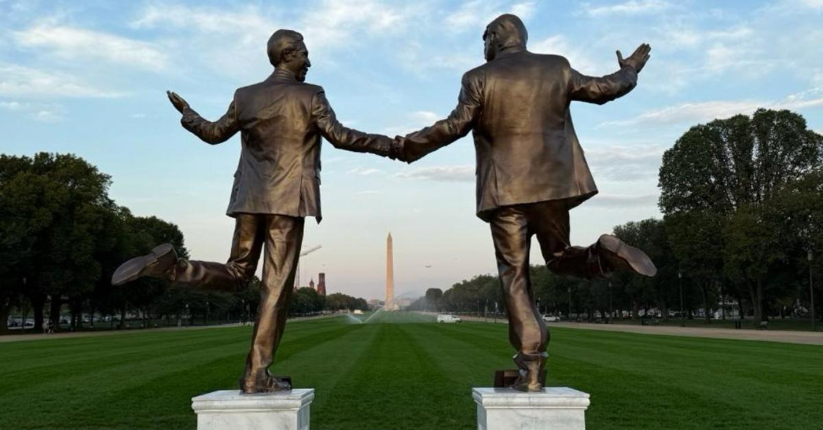 Image of the statue featured a conversation from an alleged birthday card Donald Trump sent to Jeffrey Epstein in 2003.