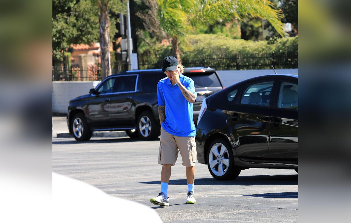 Justin Bieber seen leaving the golf course in Los Angeles