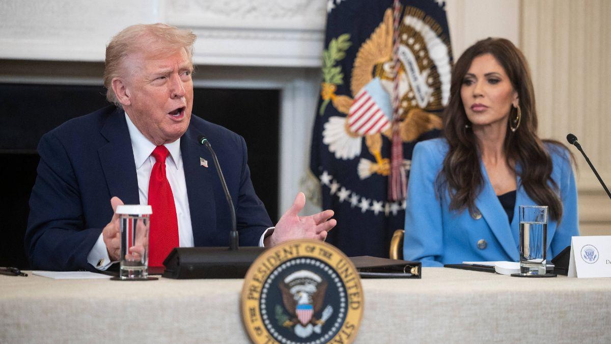 Image of Donald Trump reportedly grew angry with Kristi Noem after her heated congressional testimony.