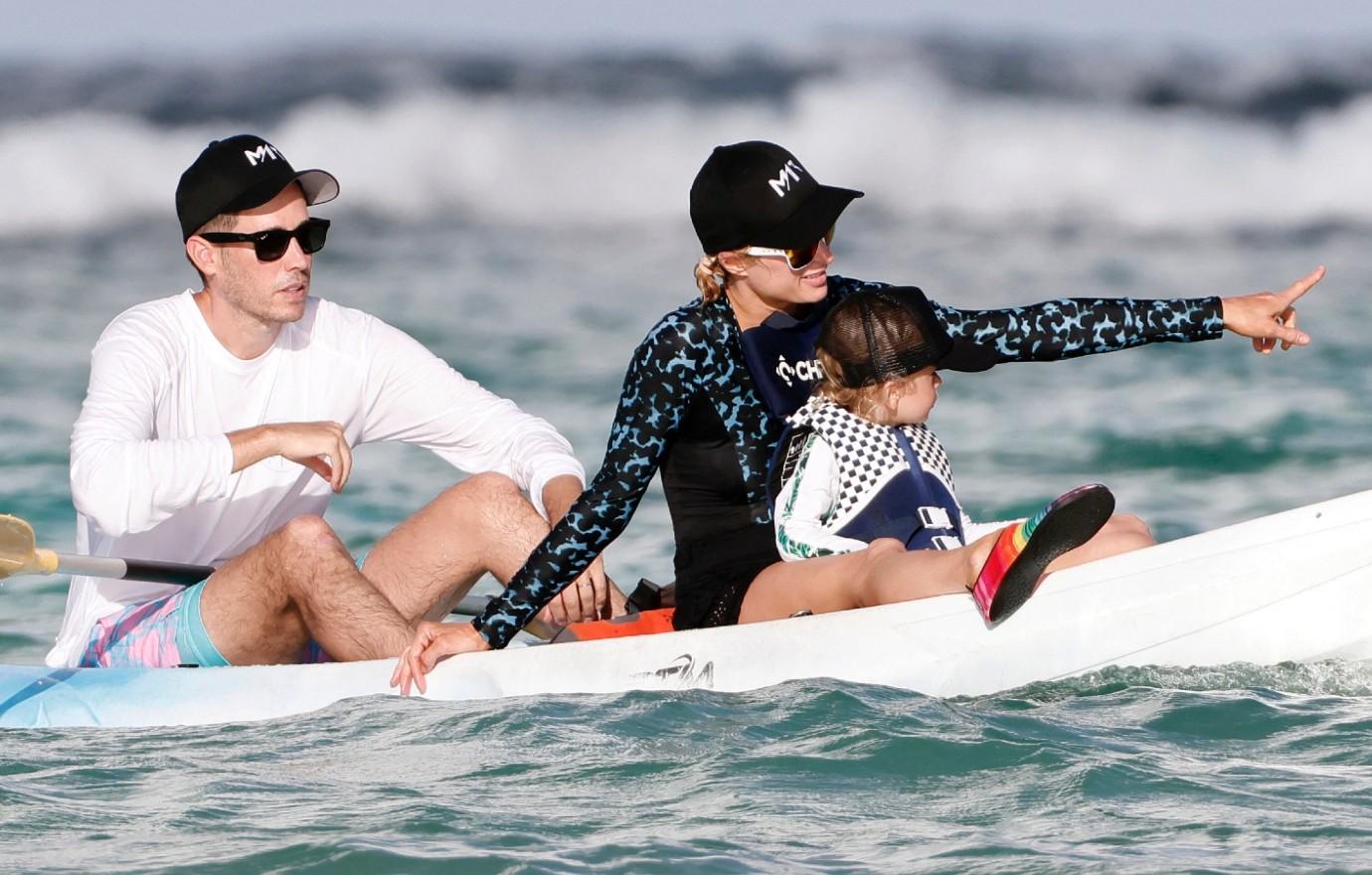 Photo of Paris Hilton sported a long-sleeve swimsuit for the beach outing.