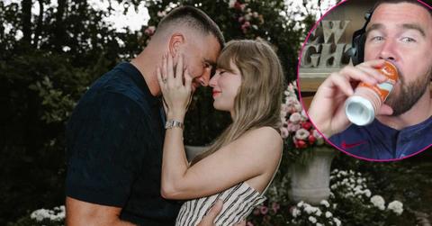 Photo of Travis Kelce and Taylor Swift; photo of Travis Kelce