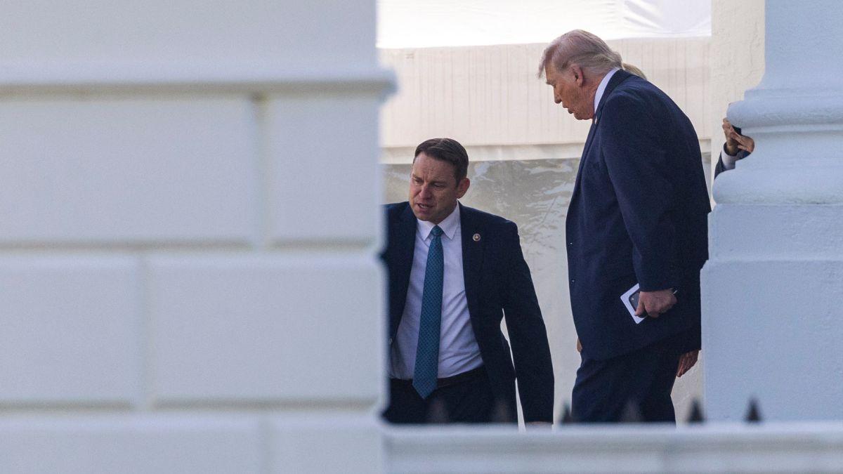 Image of Donald Trump exited before the hearing concluded.