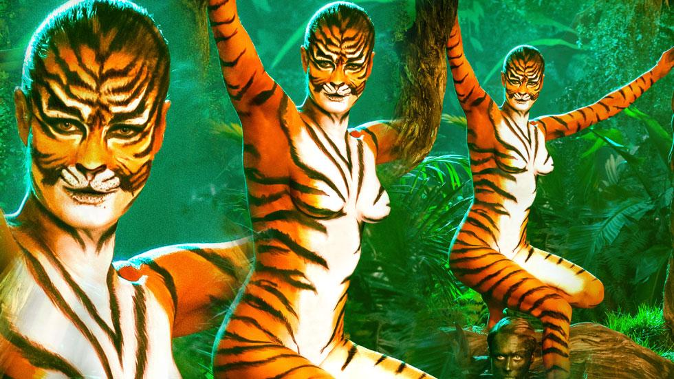 OK! Exclusive Video Almost-Naked Rebecca Romijn Rocks Sexy Tigress Body Paint In Teaser Clip For Skin Wars Season 2 photo