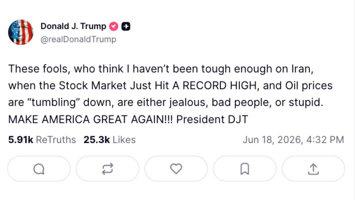 Image of He called the critics 'fools' in a Truth Social post.